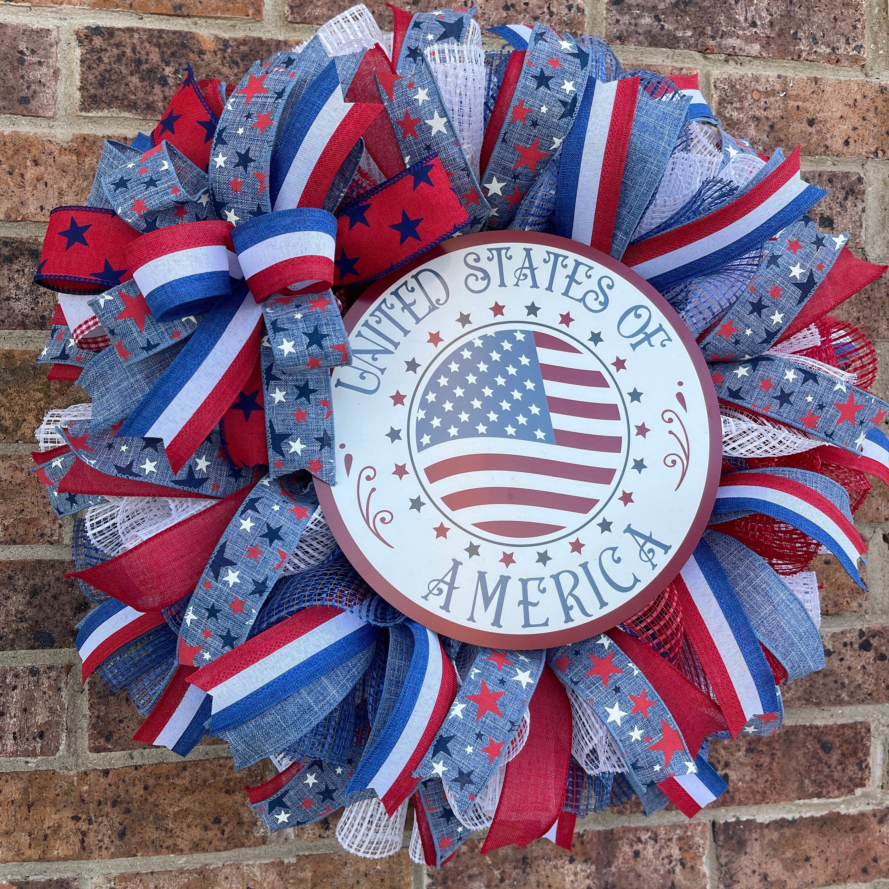 Patriotic Wreath, God Bless Texas Wreath, Summer Wreath, Spring Wreath, Everyday Wreath, Summer Decor, Spring Decor