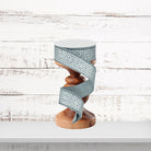 Silver White Greek Key Wired Ribbon
