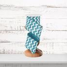 Turquoise White Chevron Pattern Wired Ribbon