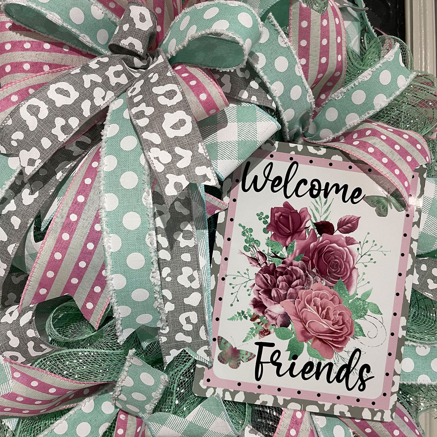 Welcome Friends Deco Mesh Wreath