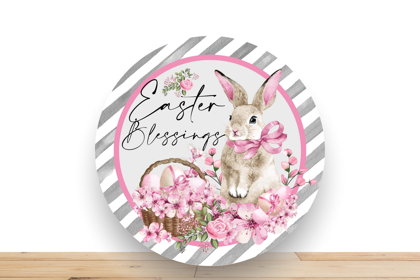 Easter Blessings Bunny Wreath Sign