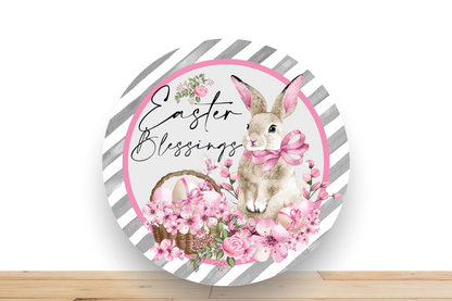 Easter Blessings Bunny Wreath Sign