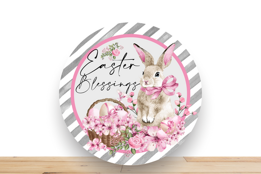 Easter Blessings Bunny Wreath Sign