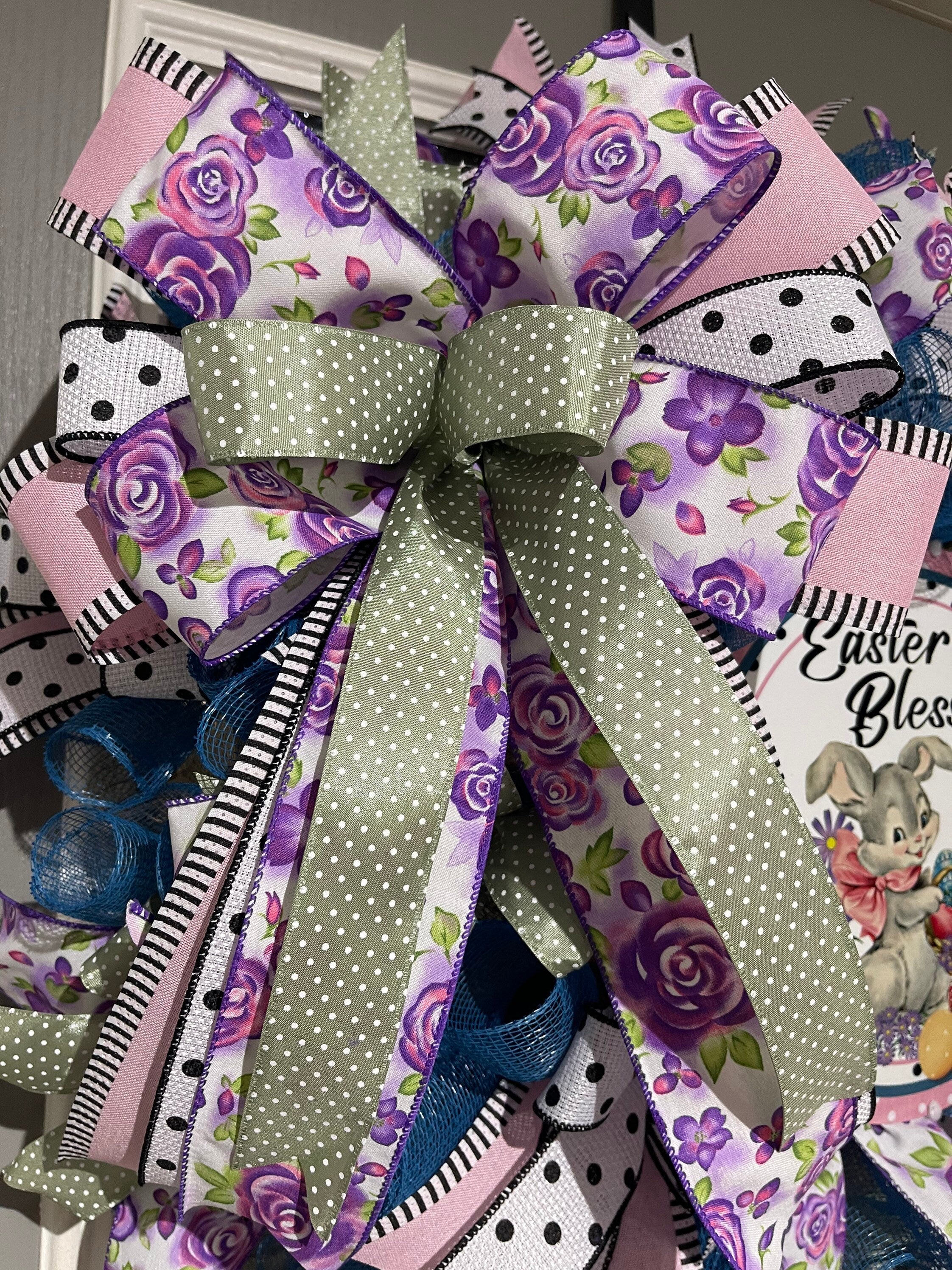 Easter Wreath, Easter Blessings Wreath, Vintage Bunny Wreath, Spring Decor