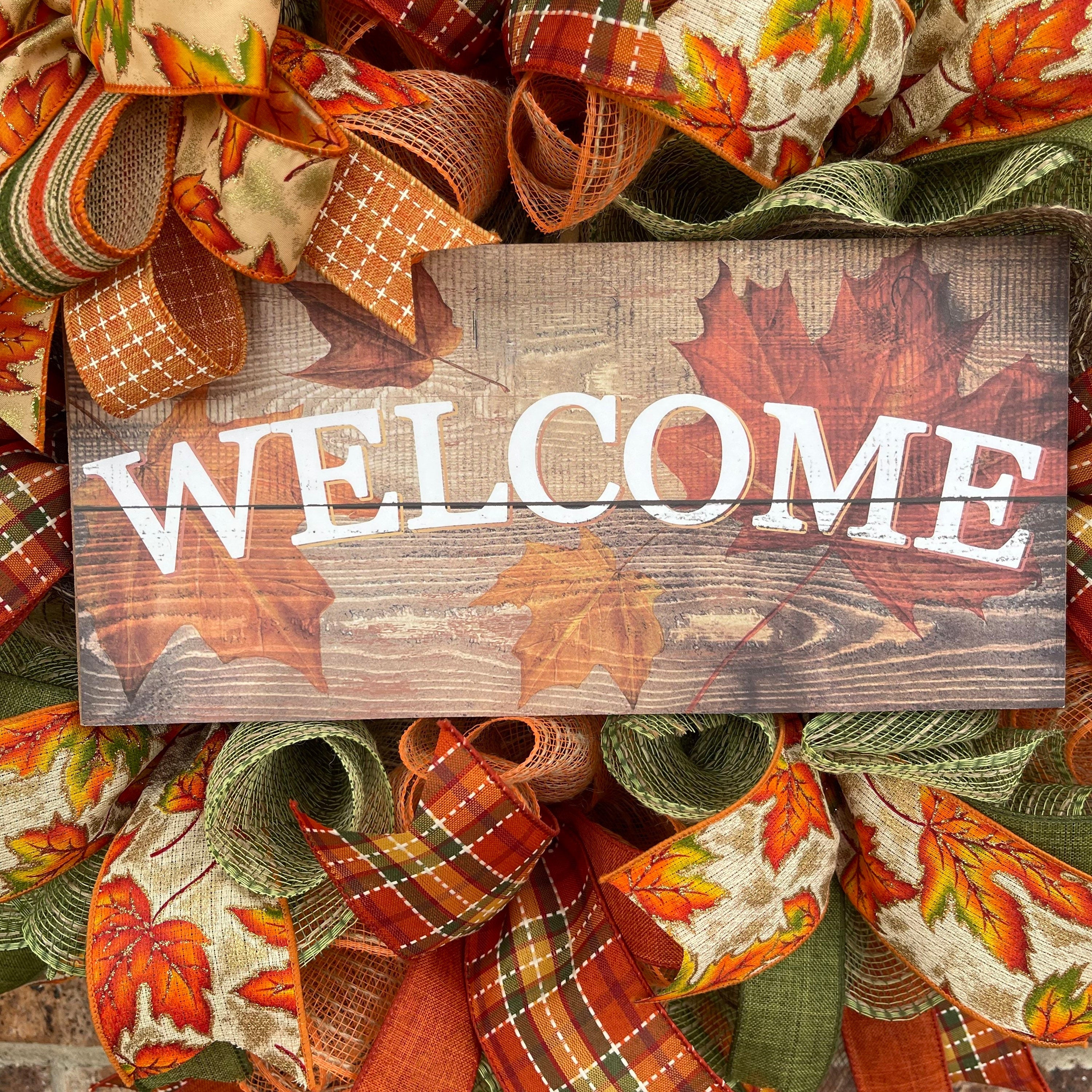 Welcome Fall Wreath for Front Door, Fall Porch Decorations