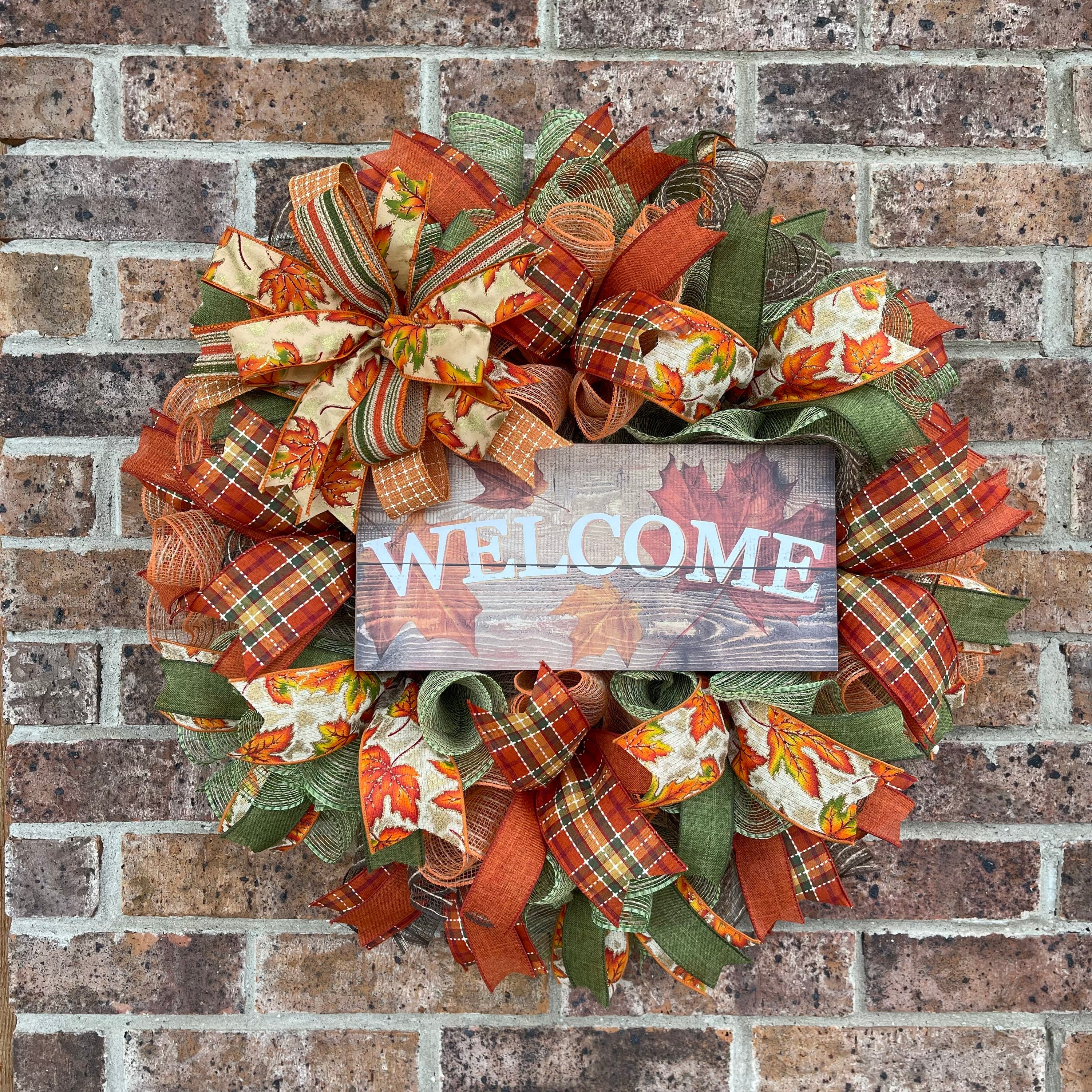 Welcome Fall Wreath for Front Door, Fall Porch Decorations