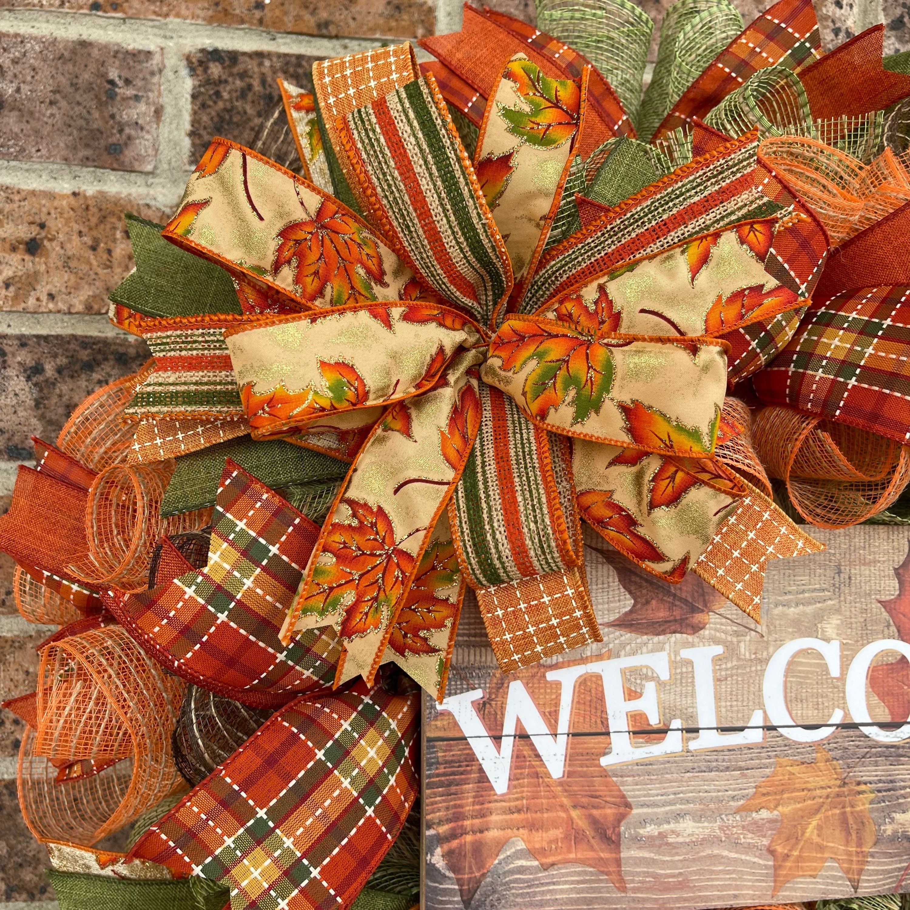 Welcome Fall Wreath for Front Door, Fall Porch Decorations