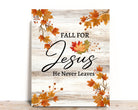 Fall Wreath Sign, Fall For Jesus He Never Leaves Rectangle Wreath Sign, Sign For Wreath, Desert Wreath Signs
