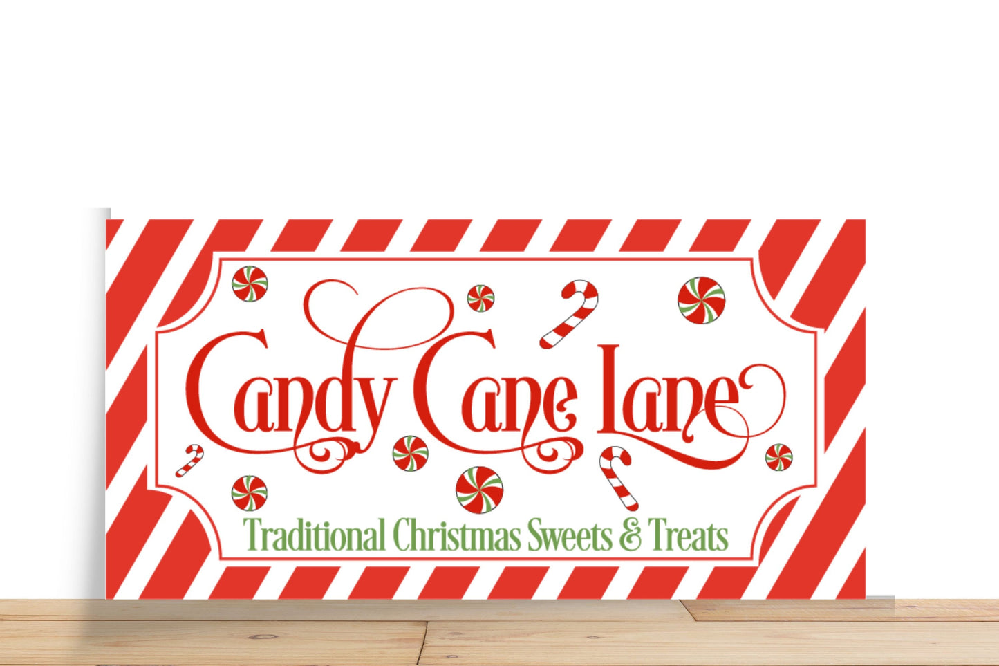 Christmas Sign, Candy Cane Lane Rectangular Metal Sign, Sign For Wreath, Desert Wreath Signs