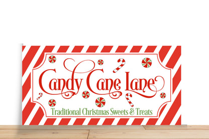 Christmas Sign, Candy Cane Lane Rectangular Metal Sign, Sign For Wreath, Desert Wreath Signs
