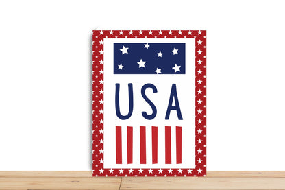 Patriotic USA Rectangle Metal Sign for wreath