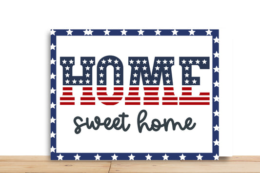 Patriotic Wreath Sign, Home Sweet Home Rectangle Metal Sign, Desert Wreath Signs