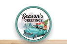 Seasons Greetings Wreath Sign, Turquoise Truck Sign, Christmas Wreath Sign, Round Metal Wreath Sign, Sign For Wreath, Desert Wreath Signs