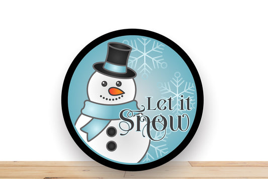Snowman Wreath Sign, Let It Snow Wreath Sign, Round Metal Christmas Sign, Sign For Wreath, Desert Wreath Signs