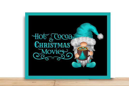 Turquoise Gnome Christmas Wreath Sign, Hot Coco And Christmas Movies, Rectangle Metal Sign, Desert Wreath Signs