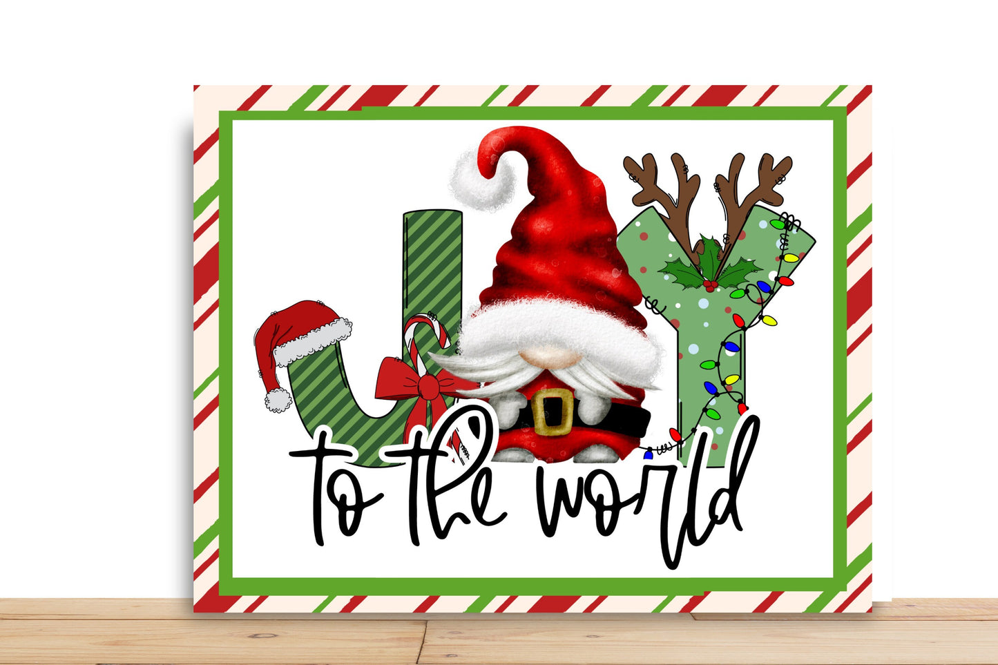 Gnome Christmas Wreath Sign, Joy To The World Wreath Sign, Rectangle Metal Sign, Desert Wreath Signs