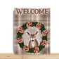Welcome Christmas Deer Wreath Sign, Rectangle Metal Sign, Sign For Wreath, Desert Wreath Signs