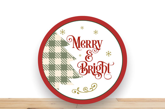 Christmas Wreath Sign, Merry And Bright Round Metal Sign, Sign For Wreath, Desert Wreath Signs