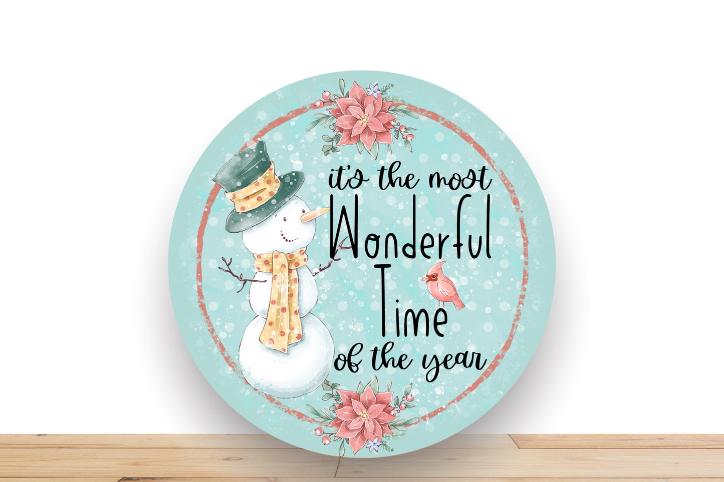 Christmas Sign, It’s The Most Wonderful Time Of The Year Round Metal Sign, Sign For Wreath, Desert Wreath Signs