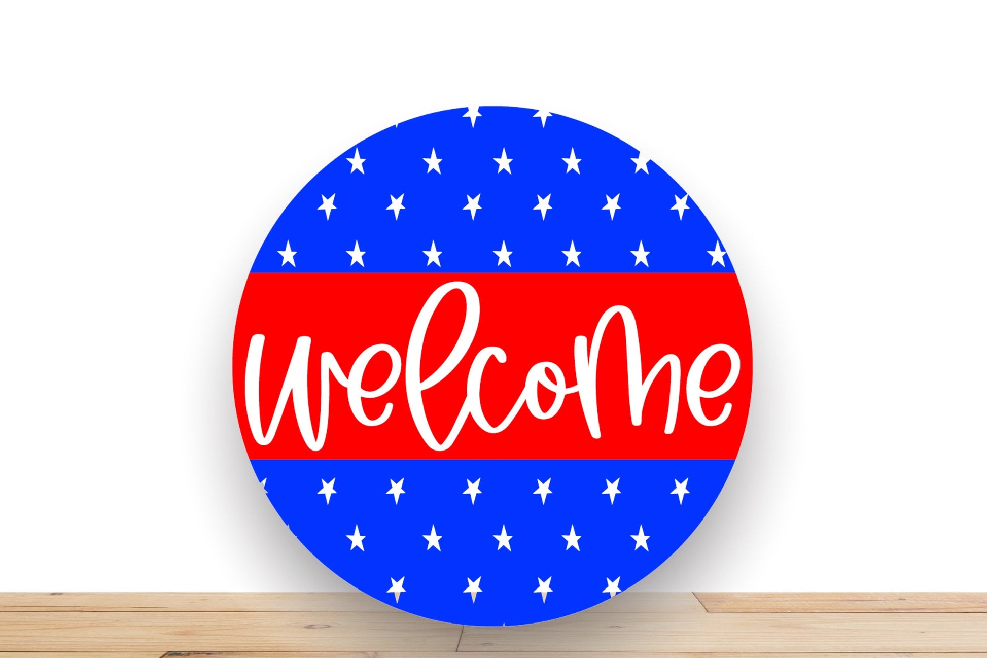 Patriotic Wreath Sign, Welcome Round Metal Sign, Sign For Wreath, Desert Wreath Signs