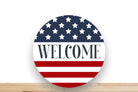 Patriotic Wreath Sign, Welcome Round Metal Sign, Sign For Wreath, Desert Wreath Signs