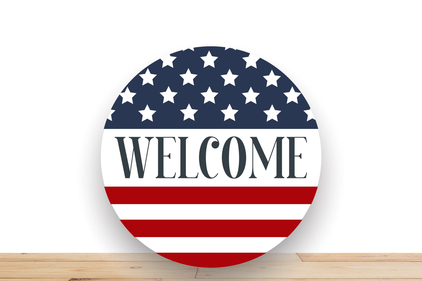 Patriotic Wreath Sign, Welcome Round Metal Sign, Sign For Wreath, Desert Wreath Signs