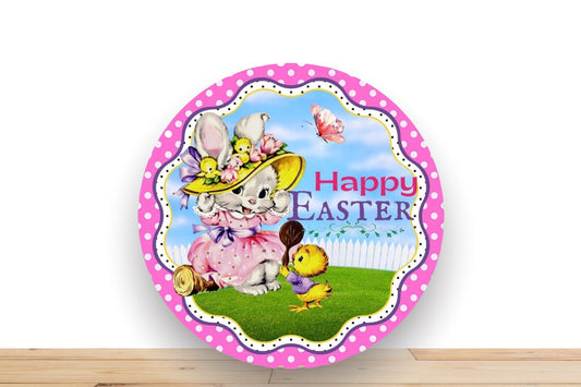 Vintage Easter Wreath Sign, Happy Easter Round Metal Sign, Sign For Wreath, Desert Wreath Signs