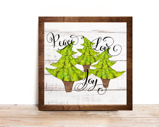 Christmas Wreath Sign, Peace Love Joy Square Metal Sign, Sign For Wreath,Desert Wreath Signs