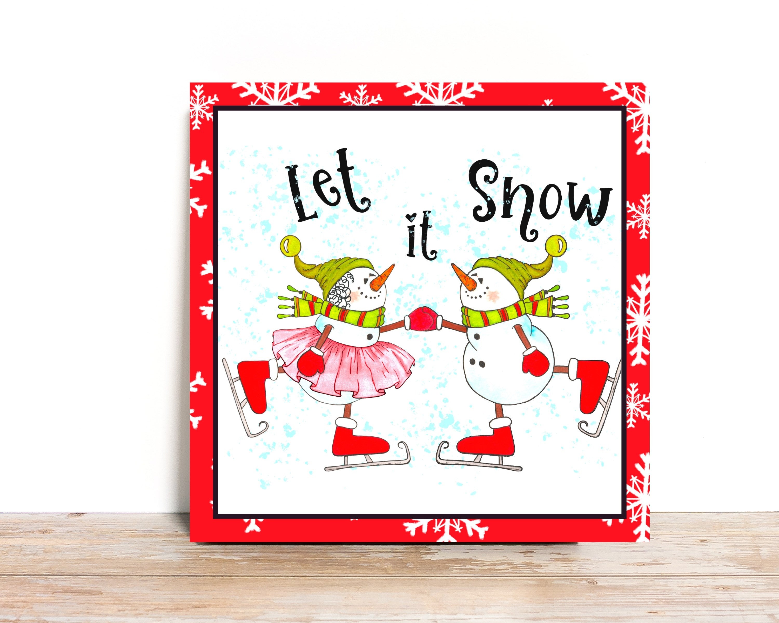 Christmas Wreath Sign, Let It Snow Square Metal Sign, Sign For Wreath,Desert Wreath Signs