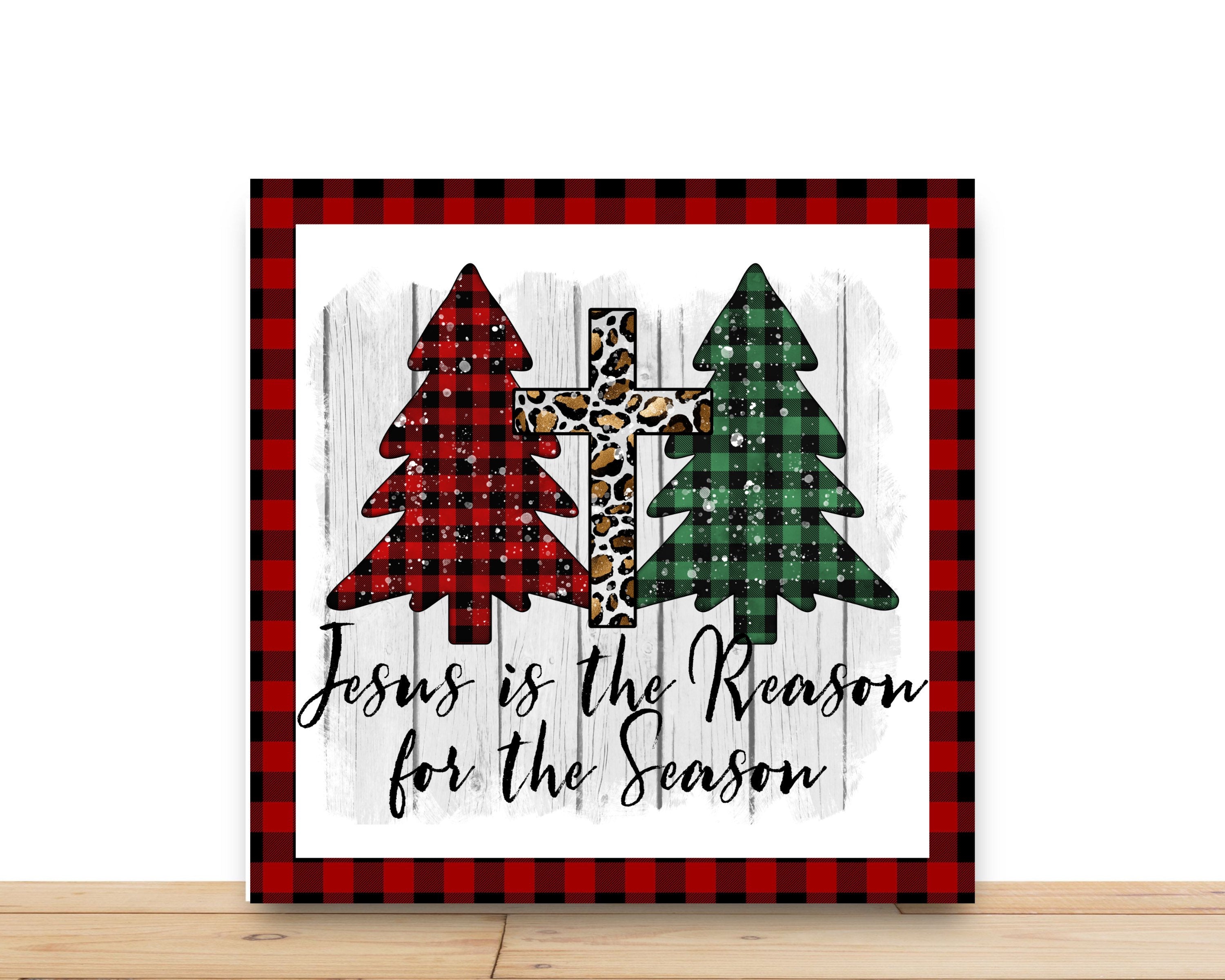 Christmas Wreath Sign, Jesus Is The Reason For The Season, Square Metal Sign, Sign For Wreath, Desert Wreath Signs