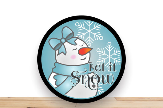 Snowman Wreath Sign, Let It Snow Sign, Christmas Wreath Sign, Round Metal Wreath Sign, Sign ForWreath, Desert Wreath Signs