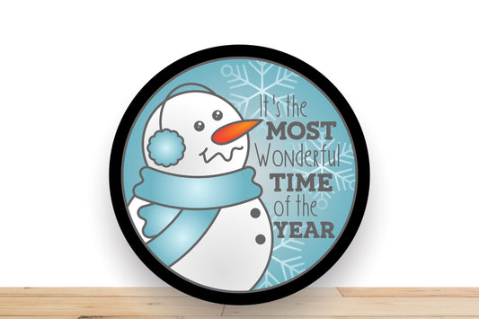 Christmas Wreath Sign, Snowman Wreath Sign, Let It Snow, Round Metal Sign, Desert Wreath Signs