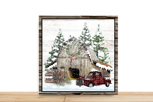 Farmhouse Christmas Wreath Sign, Square Metal Sign, Sign For Wreath, Desert Wreath Signs