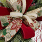 Christmas Wreath for your door, Traditional evergreen holiday decorations, Poinsettia red and white Christmas decor