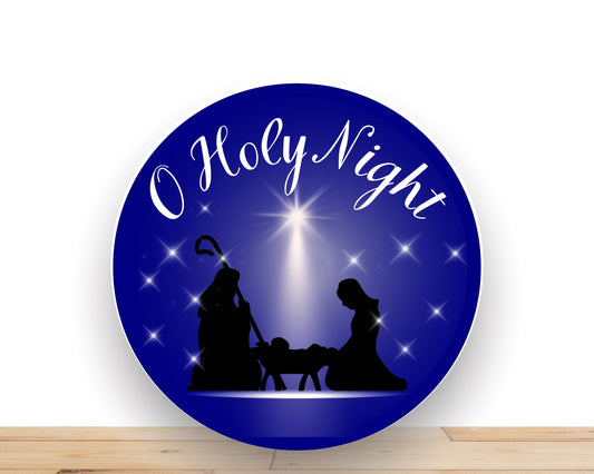 Christmas Wreath Sign, O Holy Night Sign, Round Metal Sign, Sign For Wreath, Desert Wreath Signs