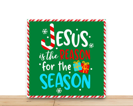 Christmas Wreath Sign, Jesus Is The Reason For The Season, Square Metal Sign, Sign For Wreath, Desert Wreath Signs