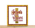 Christmas Wreath Sign, Jesus Is The Reason For The Season, Square Metal Sign, Sign For Wreath, Desert Wreath Signs