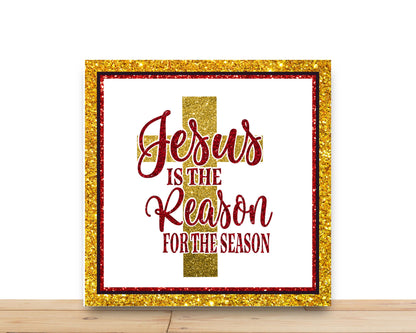 Christmas Wreath Sign, Jesus Is The Reason For The Season, Square Metal Sign, Sign For Wreath, Desert Wreath Signs