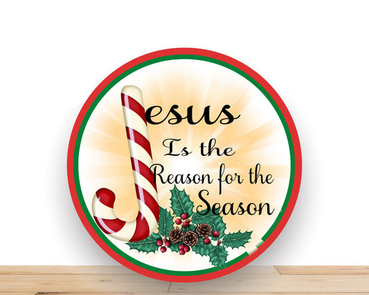 Christmas Wreath Sign, Jesus Is The Reason For The Season, Round Metal Sign, Sign For Wreath, Desert Wreath Signs