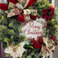 Christmas Wreath for your door, Traditional evergreen holiday decorations, Poinsettia red and white Christmas decor