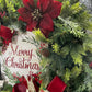 Christmas Wreath for your door, Traditional evergreen holiday decorations, Poinsettia red and white Christmas decor