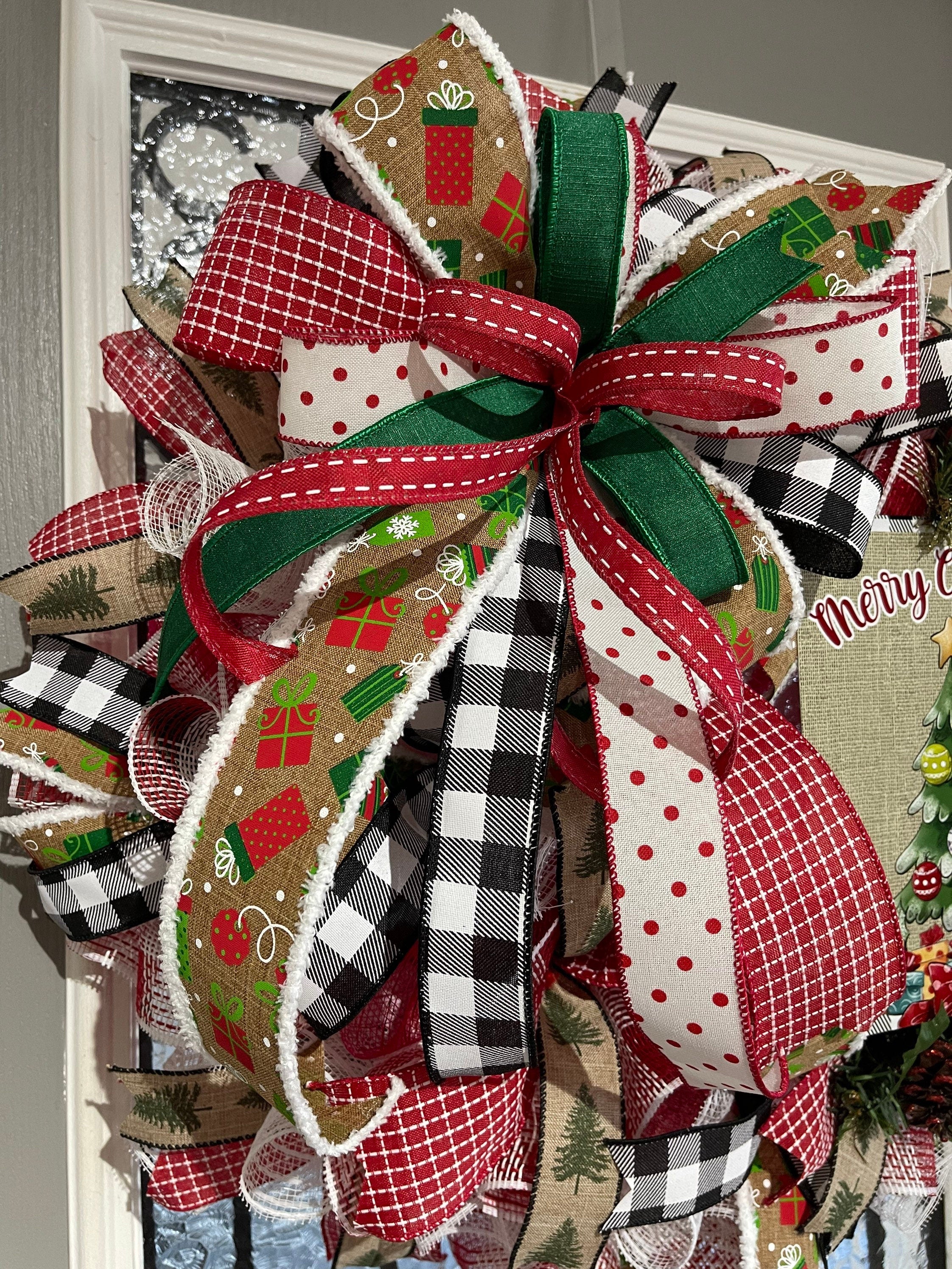 Christmas Wreath for your front door, Merry Christmas door decor, Traditional Christmas wreath, Woodland decorations