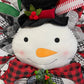 Snowman Christmas Wreath for your door, Traditional red and black Buffalo check Christmas decor, Farmhouse Christmas wreath