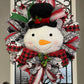 Snowman Christmas Wreath for your door, Traditional red and black Buffalo check Christmas decor, Farmhouse Christmas wreath