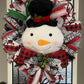 Snowman Christmas Wreath for your door, Traditional red and black Buffalo check Christmas decor, Farmhouse Christmas wreath