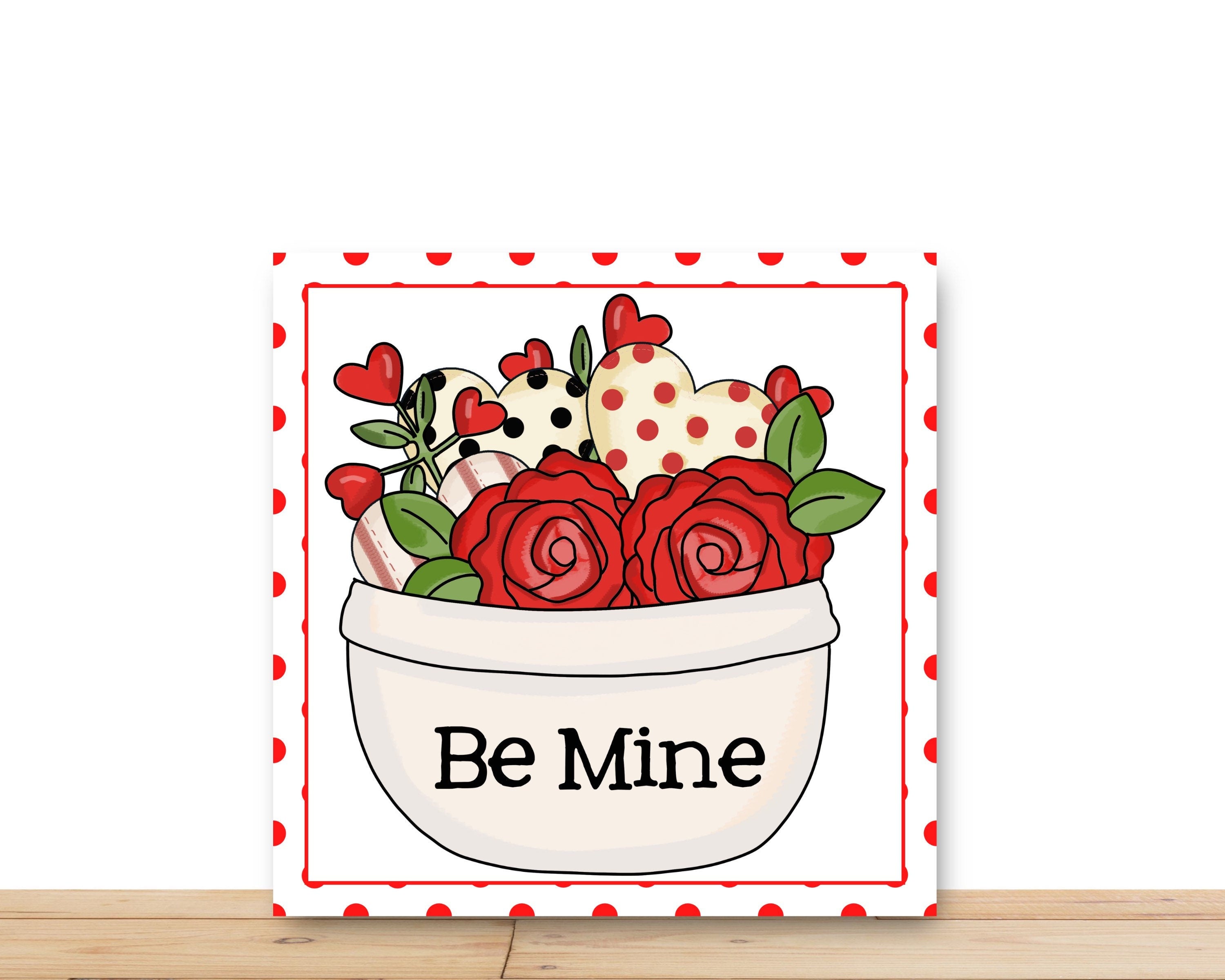 Valentine Wreath Sign, Be Mine Square Wreath Sign, Red Rose Wreath Sign, Desert Wreath Signs