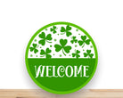 St Patrick’s Day Wreath Sign, Welcome Green Clover Wreath Sign, Round Wreath Sign, Desert Wreath Signs