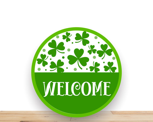 St Patrick’s Day Wreath Sign, Welcome Green Clover Wreath Sign, Round Wreath Sign, Desert Wreath Signs