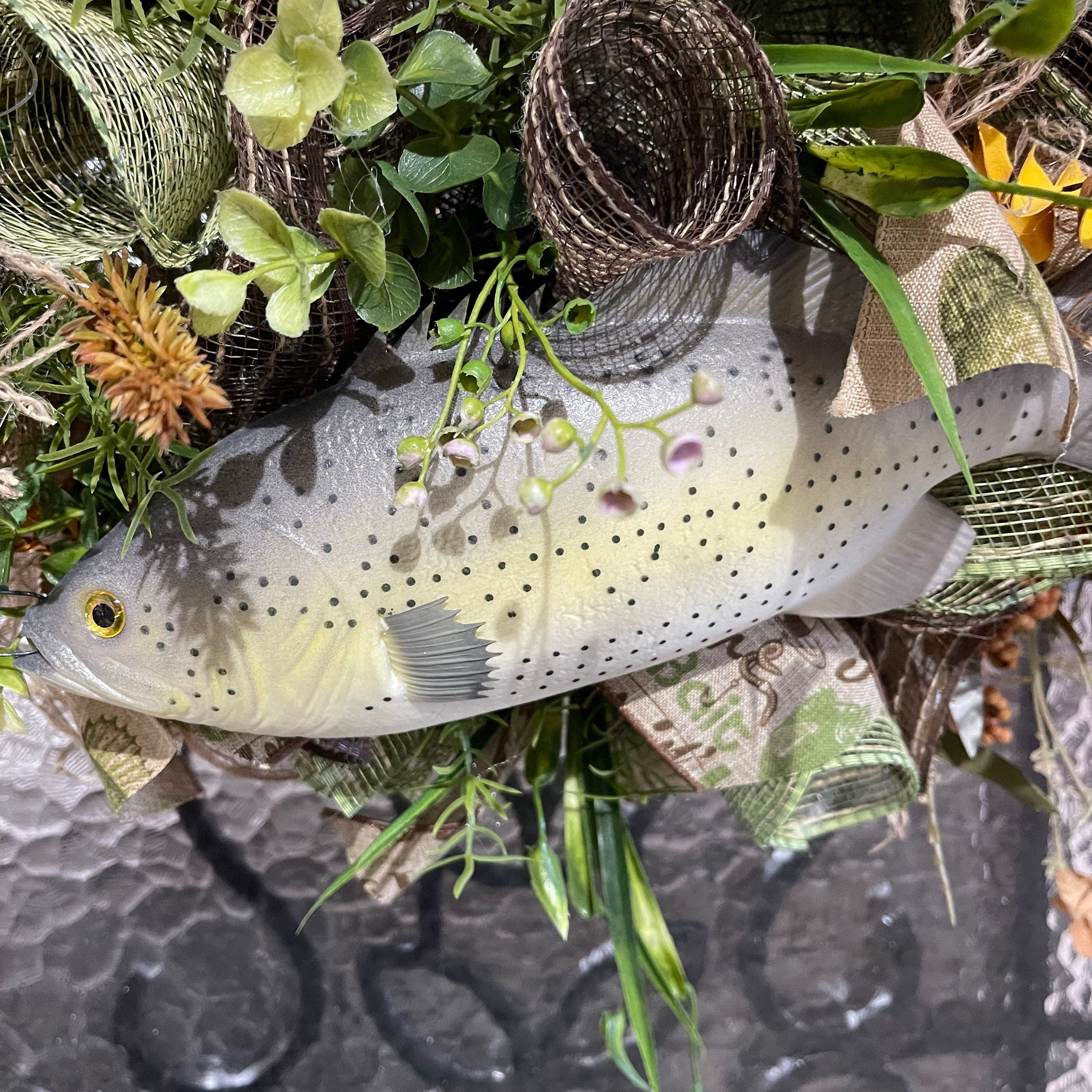 Fishing Wreath for your door, Large Mouth Bass Fishing Decor, Fishing Camp Wreath, Desert Wreath Creations