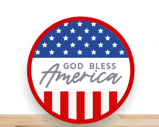Patriotic Wreath Sign, God Bless America Round Metal Sign, Desert Wreath Signs
